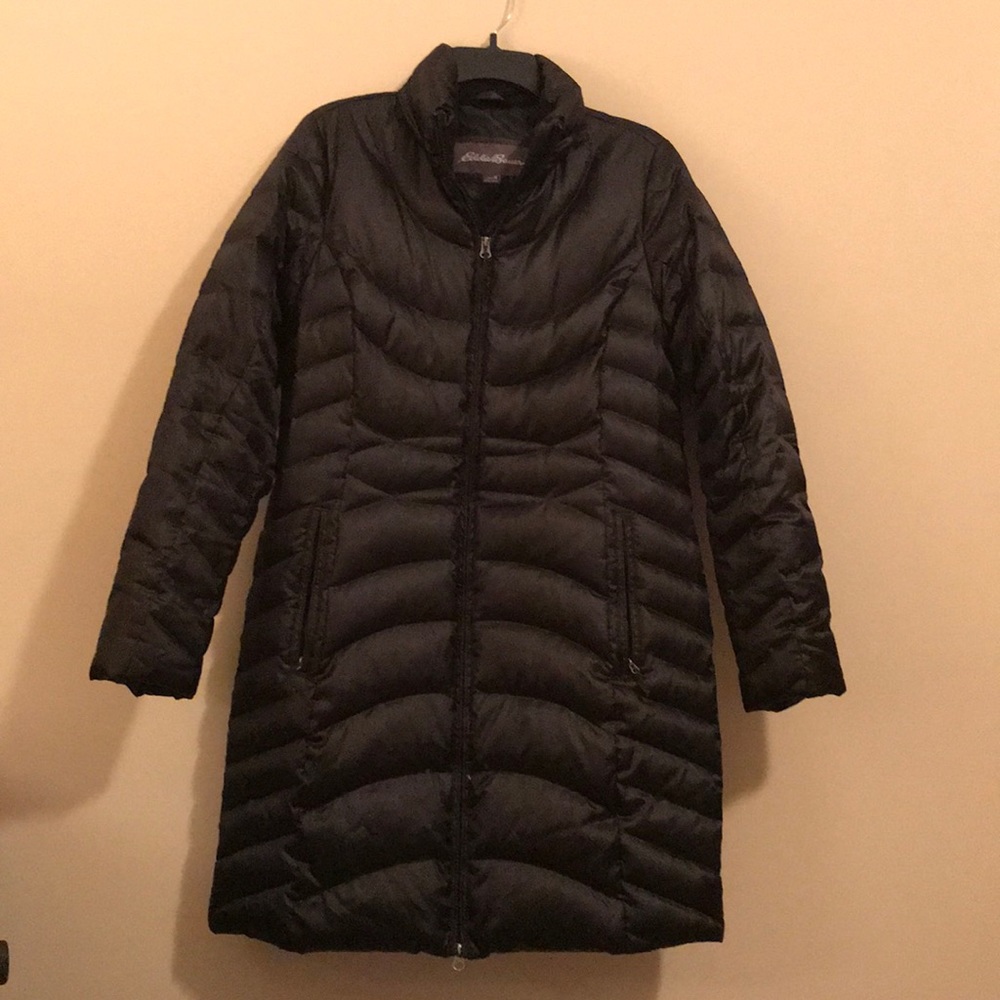 Black Long Down Coat. Like New!! Sz.M